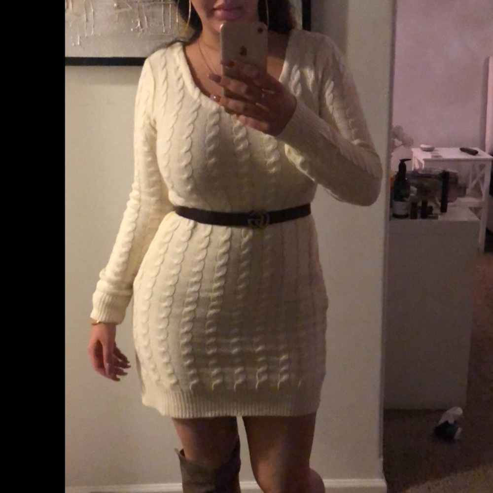 Cream sweater dress !